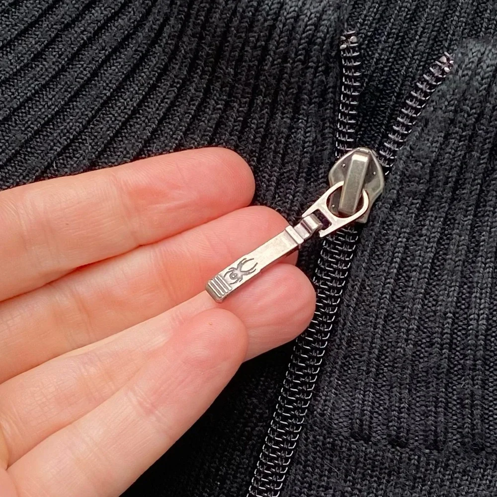 Spyder Sweater Men's Black Wool Blend 1/4 Zip Pullover Ribbed Size Large - Picture 4 of 8